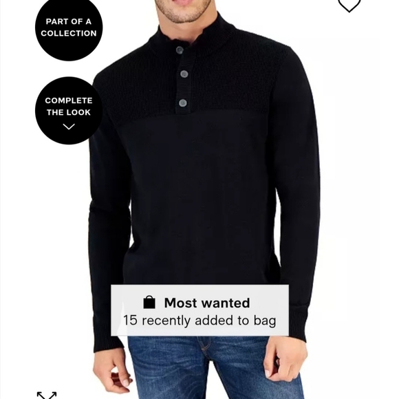 Men's Club Room Black Ribbed Sweater, Size XL (Lightly Used) - Picture 4 of 4